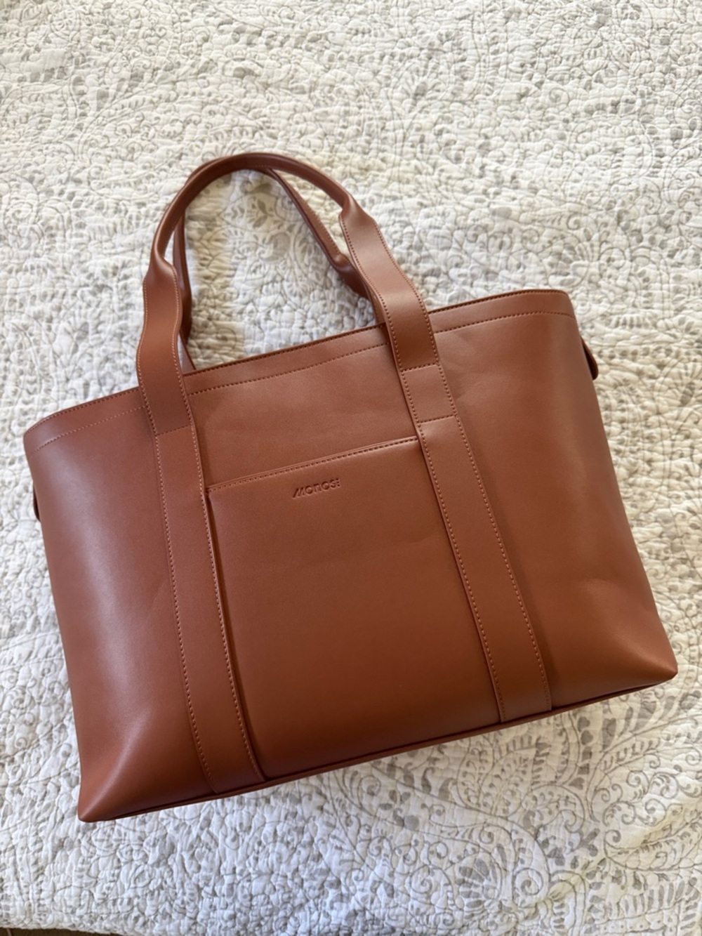 MONOS Brown Leather Tote - Structured Everyday/Travel Carry - Picture 16 of 16